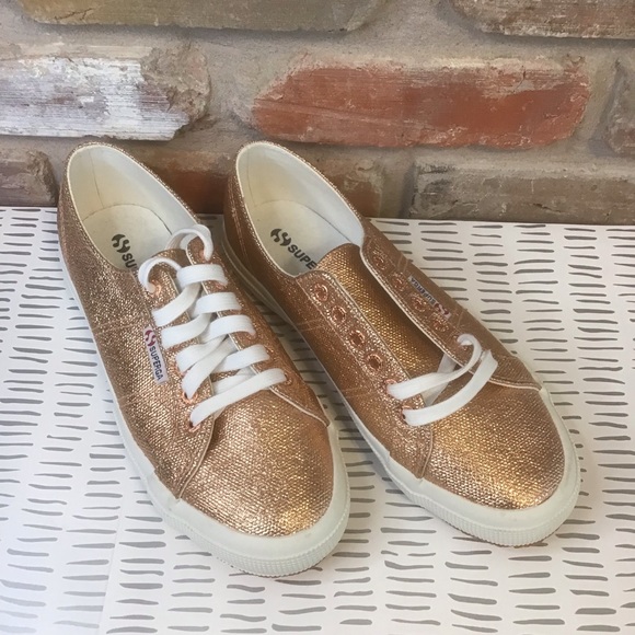 SUPERGA Woman’s Metallic Sparkle Rosegold Low Top Sneakers NEW 39.5 - Picture 5 of 7